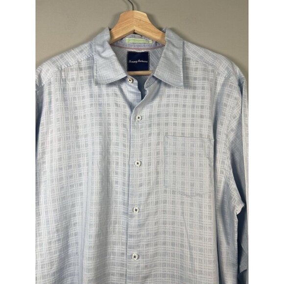 Tommy Bahama Mens Button Up Shirt Linen Cotton Blend Size Large Shirt Light Blue - Picture 2 of 15